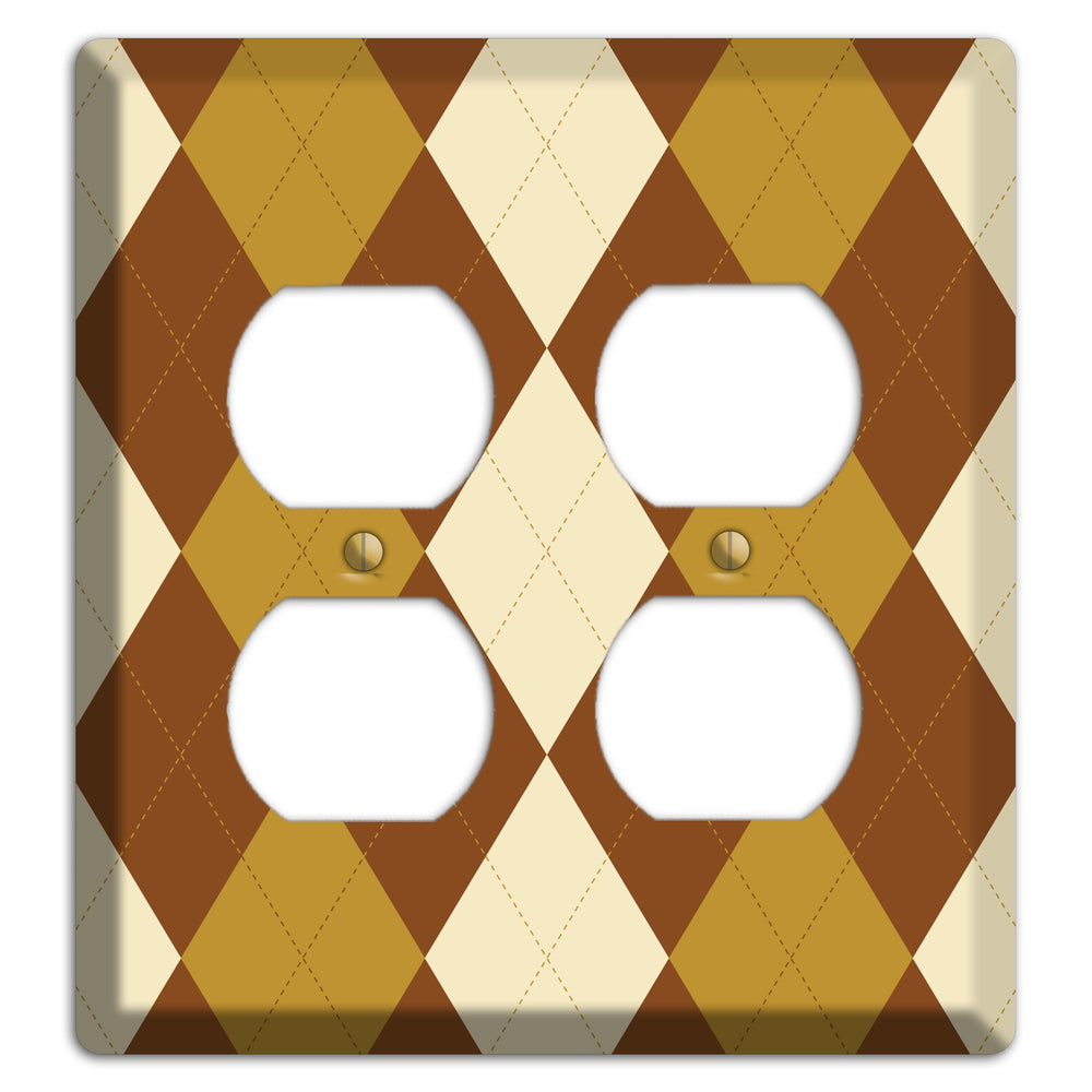 Multi Brown Argyle 2 Duplex Wallplate