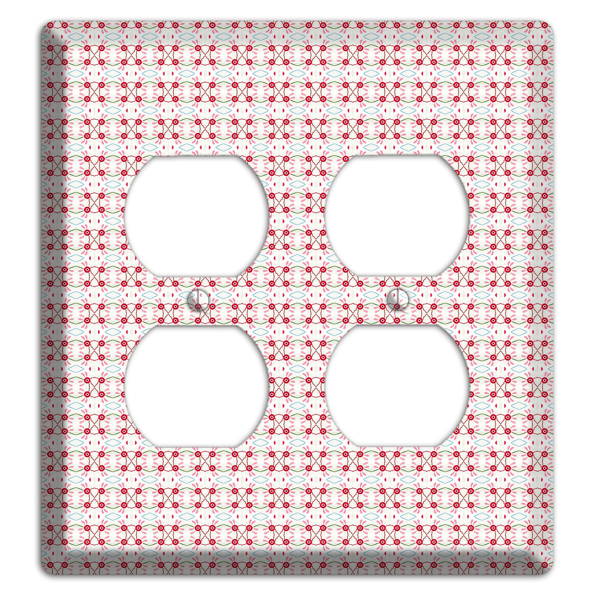 White with Red Ball and Stick Tapestry 2 Duplex Wallplate