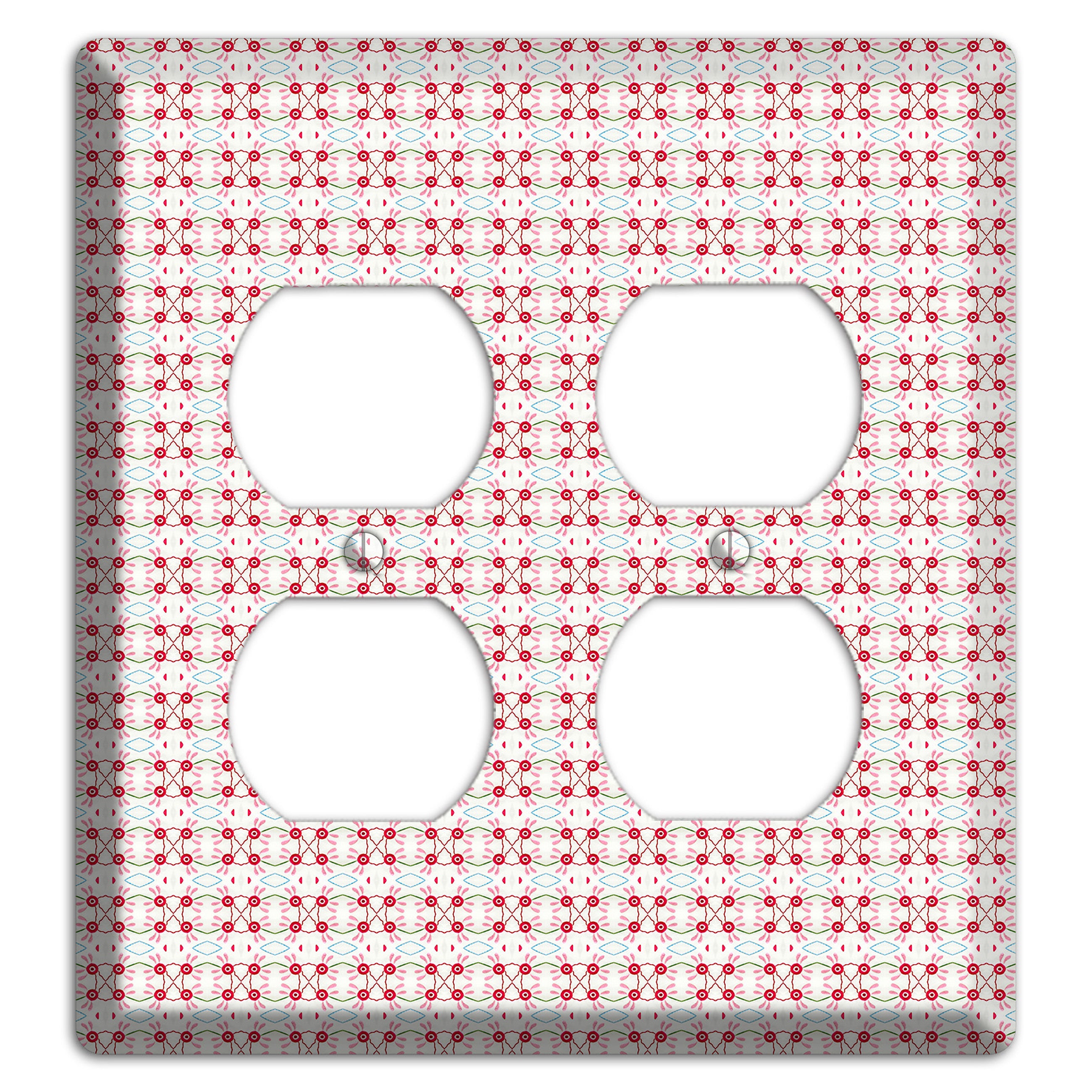 White with Red Ball and Stick Tapestry 2 Duplex Wallplate