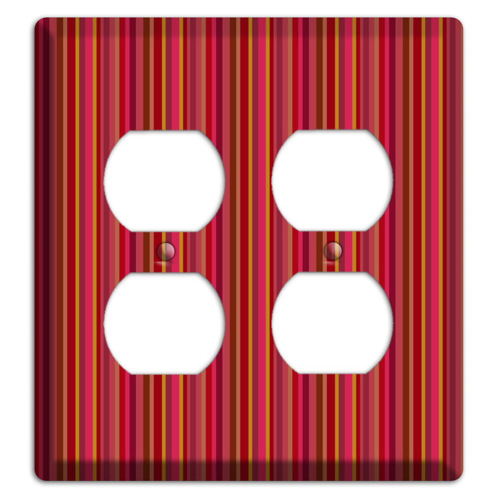 Multi Red Vertical Stripes 2 2 Duplex Wallplate