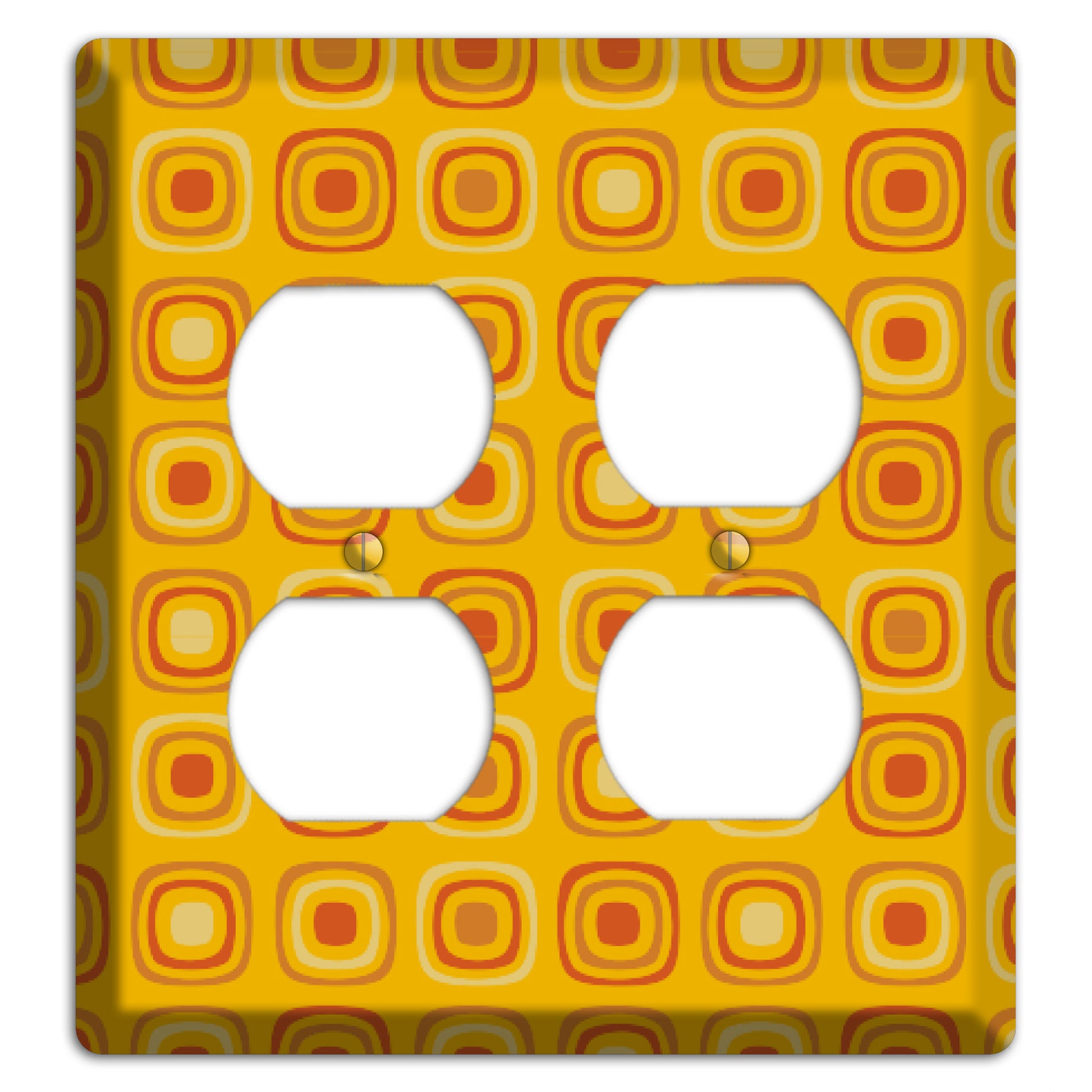 Multi Orange Red Retro Squares 2 Duplex Wallplate