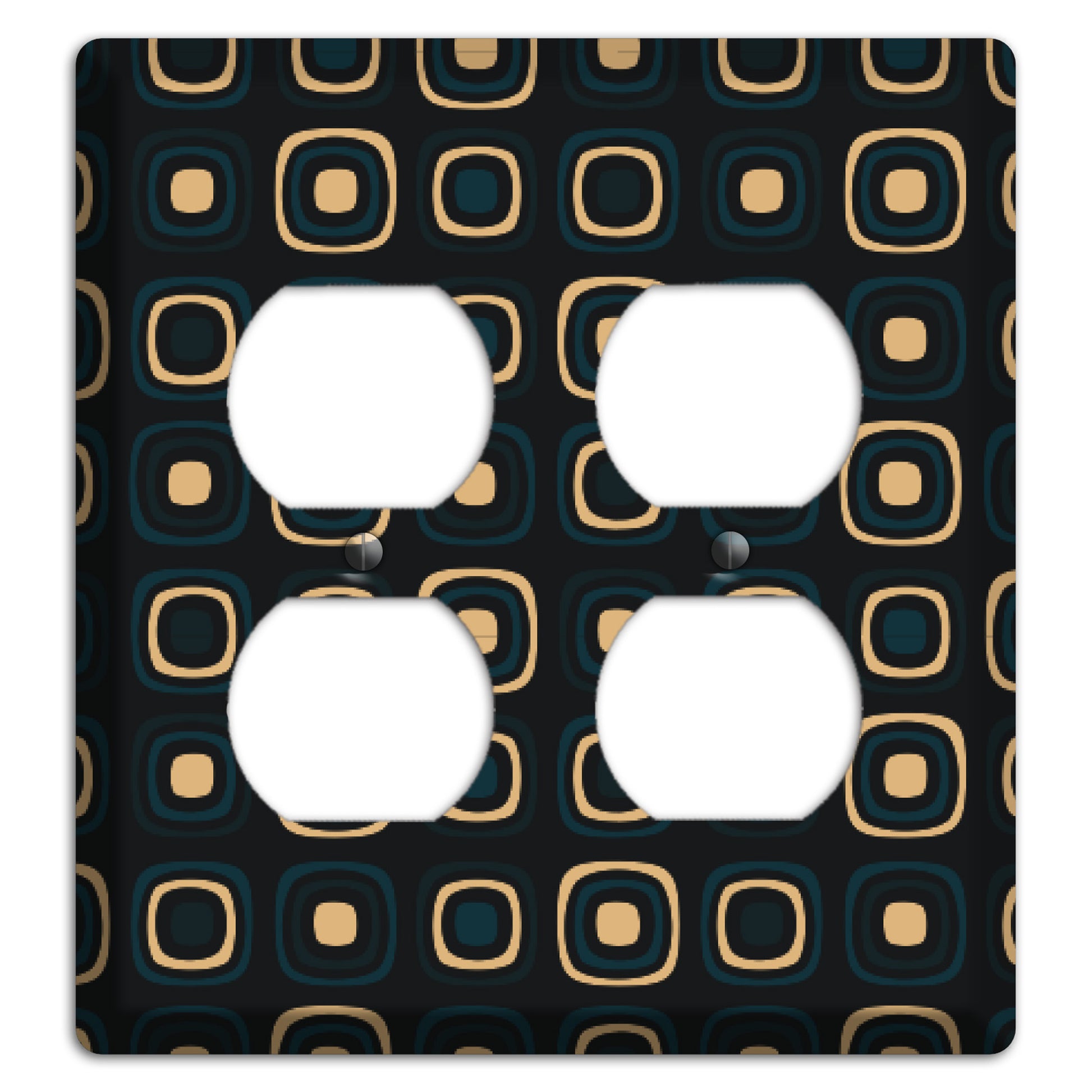 Black and Yellow Rounded Squares 2 Duplex Wallplate