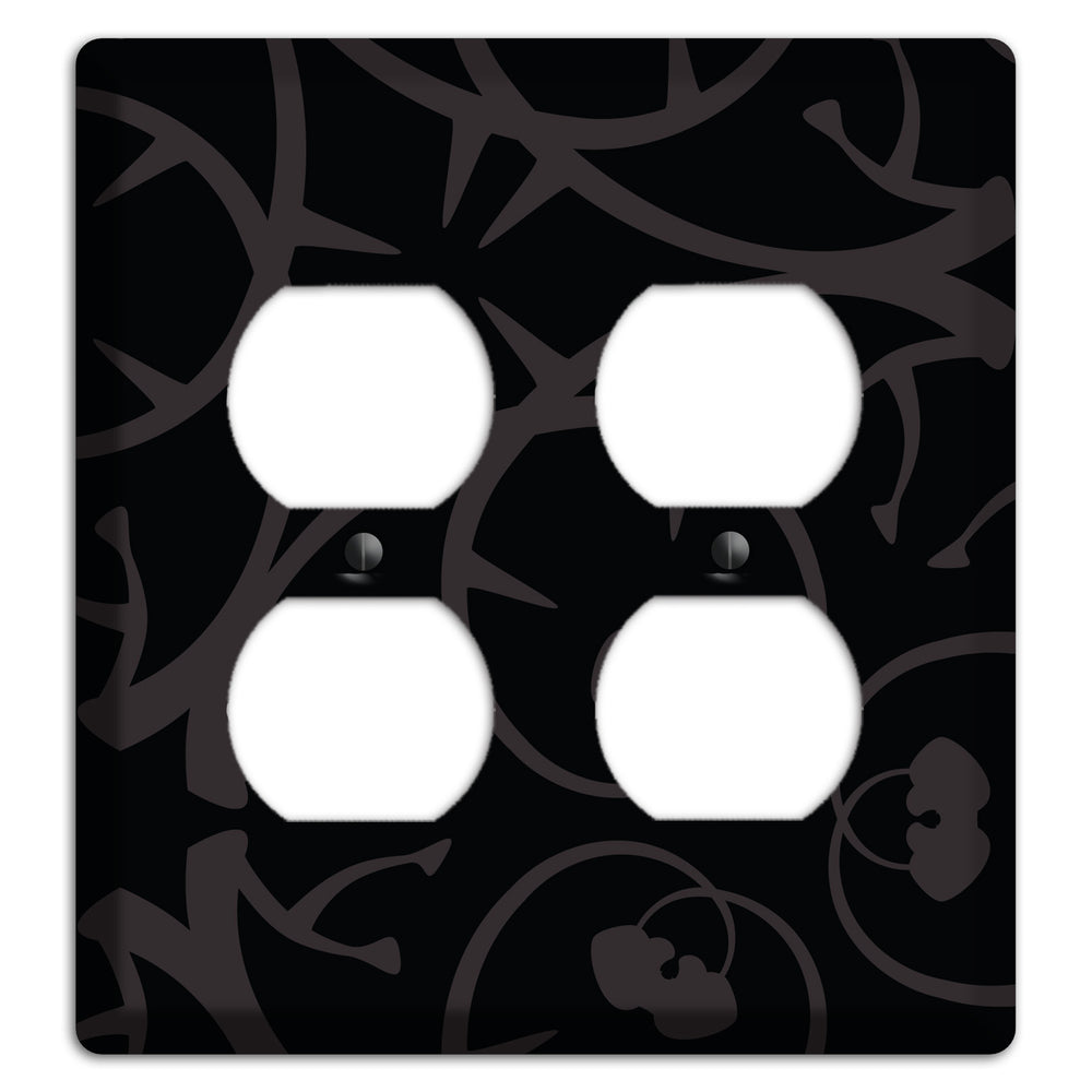 Black with Grey Abstract Swirl 2 Duplex Wallplate