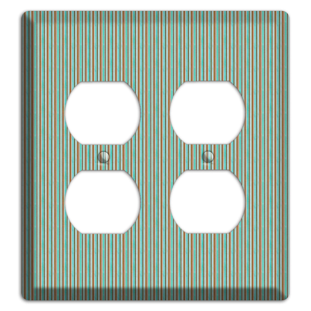 Multi Aqua Vertical Stripe 2 Duplex Wallplate