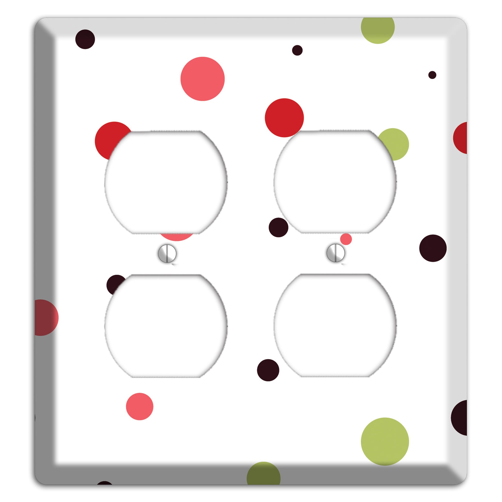 White with Multi Pink Small Dots 2 Duplex Wallplate