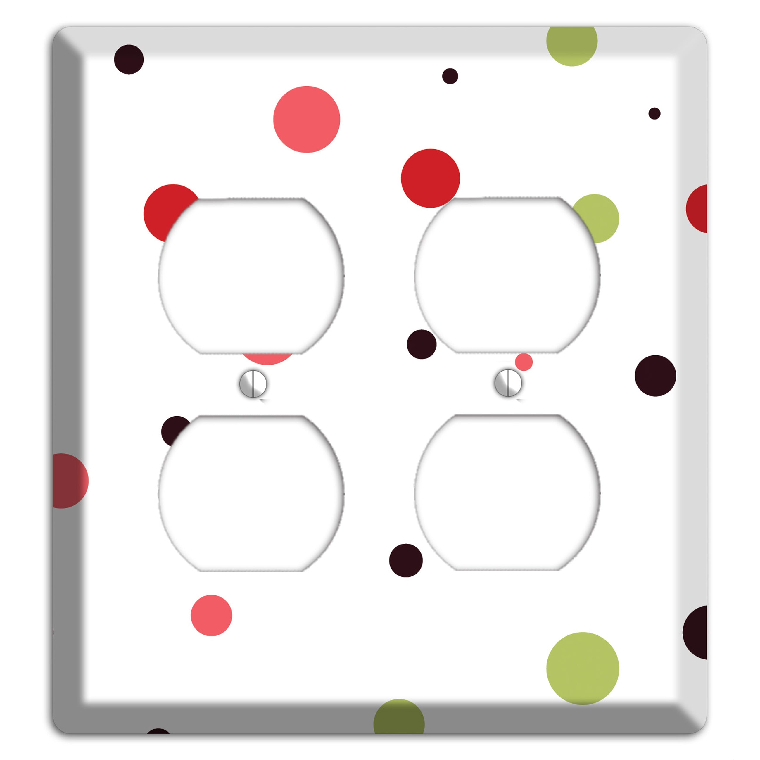 White with Multi Pink Small Dots 2 Duplex Wallplate