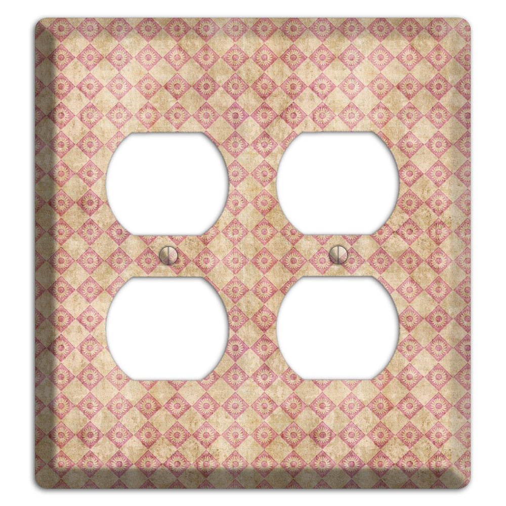 Red and Beige Diamond Circles 2 Duplex Wallplate