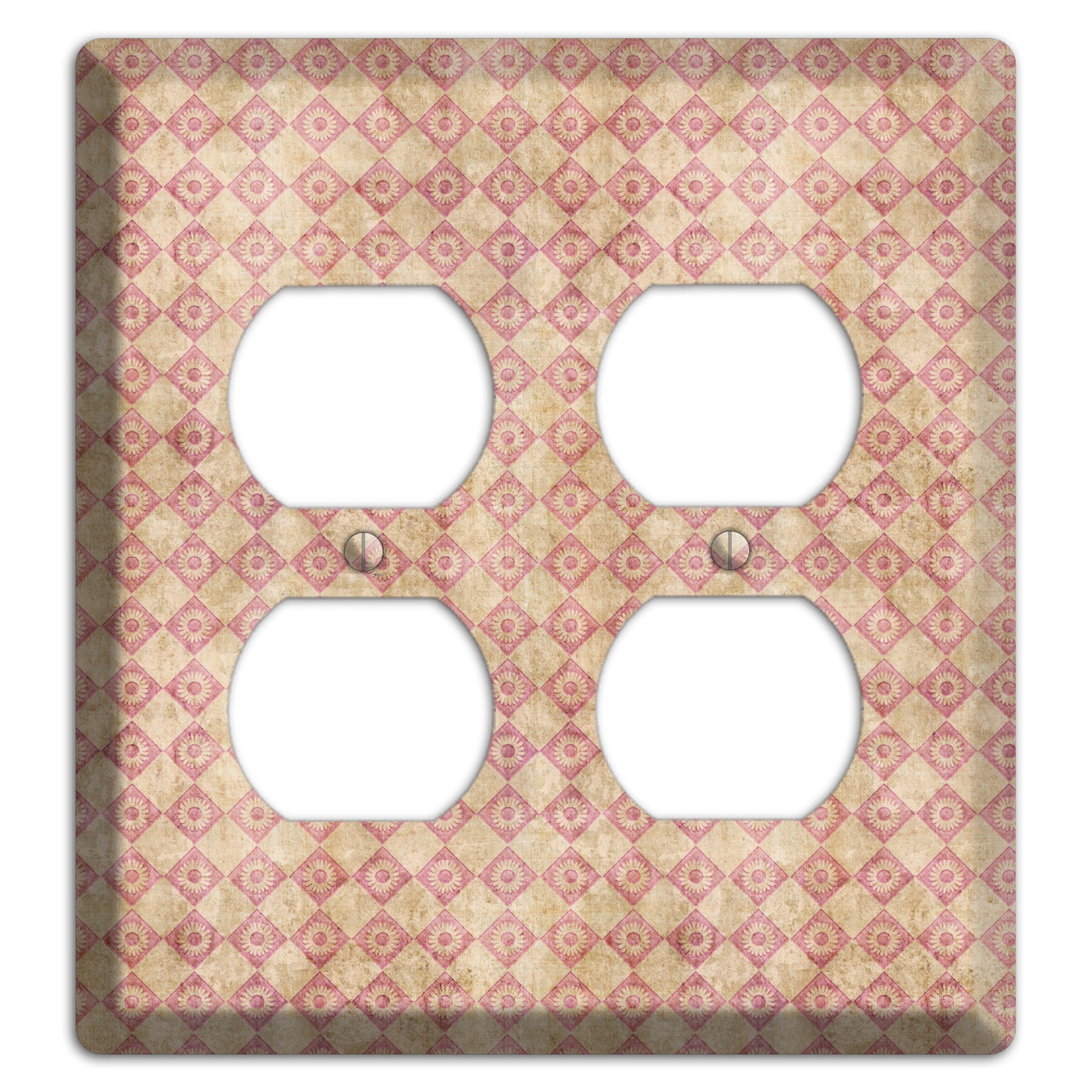 Red and Beige Diamond Circles 2 Duplex Wallplate
