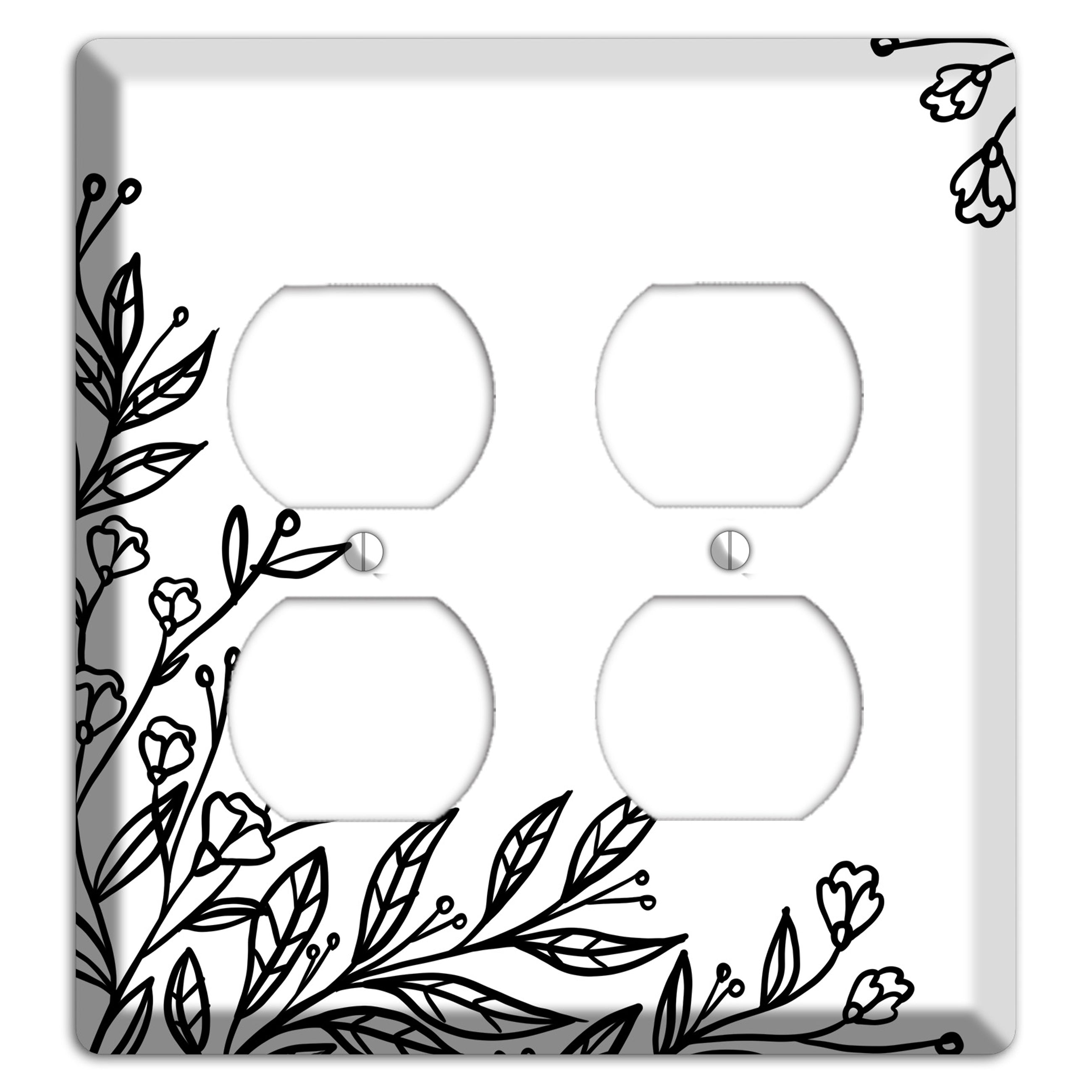 Hand-Drawn Floral 2 2 Duplex Wallplate