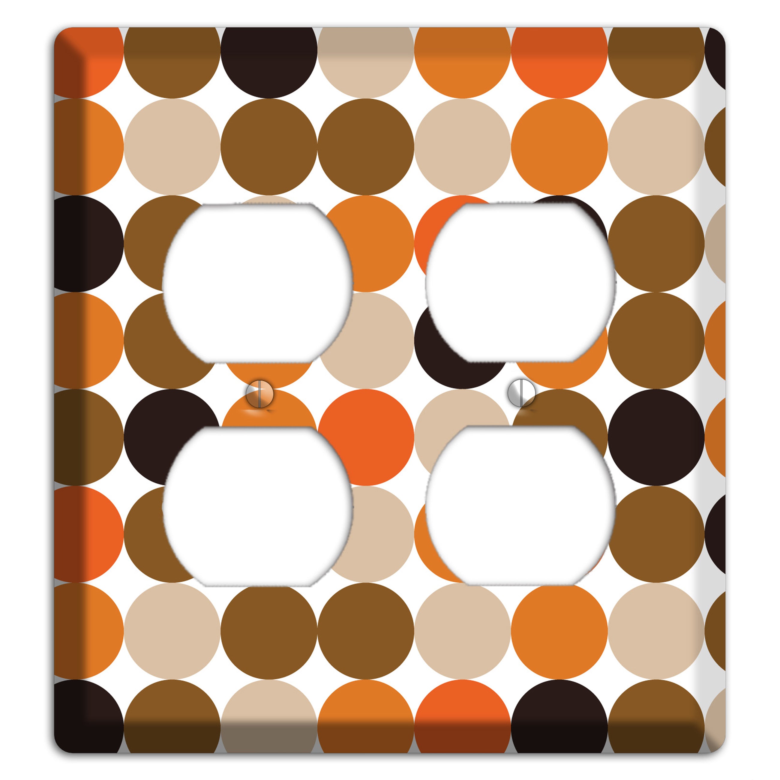 Orange Brown Black Beige Tiled Dots 2 Duplex Wallplate