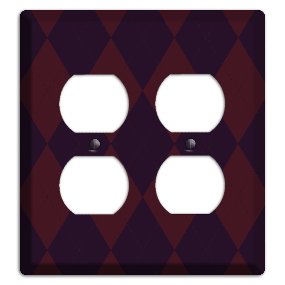 Burgundy Argyle 2 Duplex Wallplate