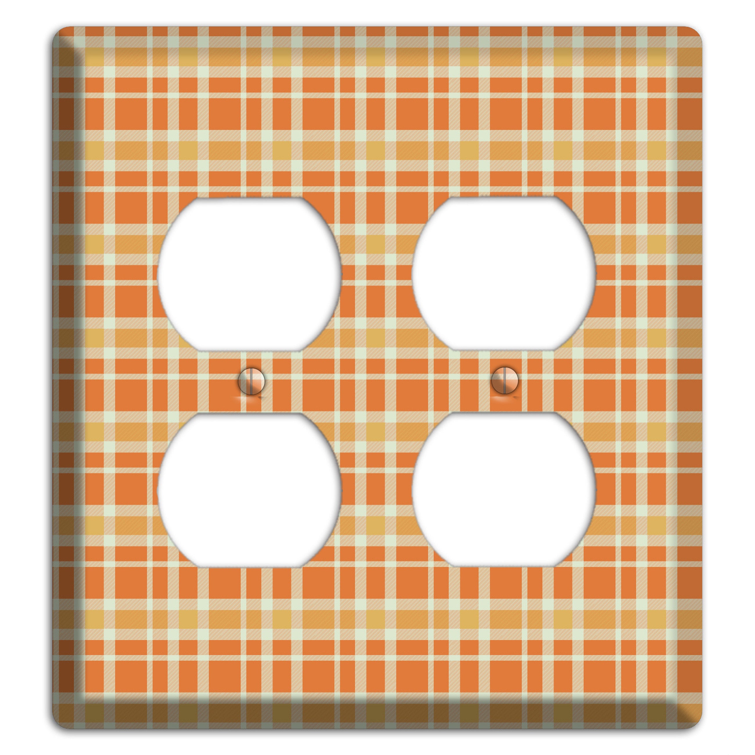 Orange and Beige Plaid 2 Duplex Wallplate