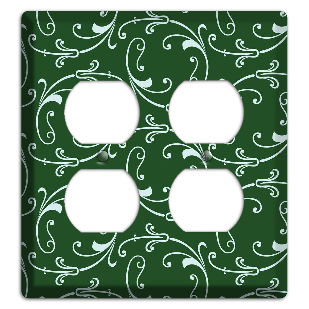 Green Victorian Sprig 2 Duplex Wallplate