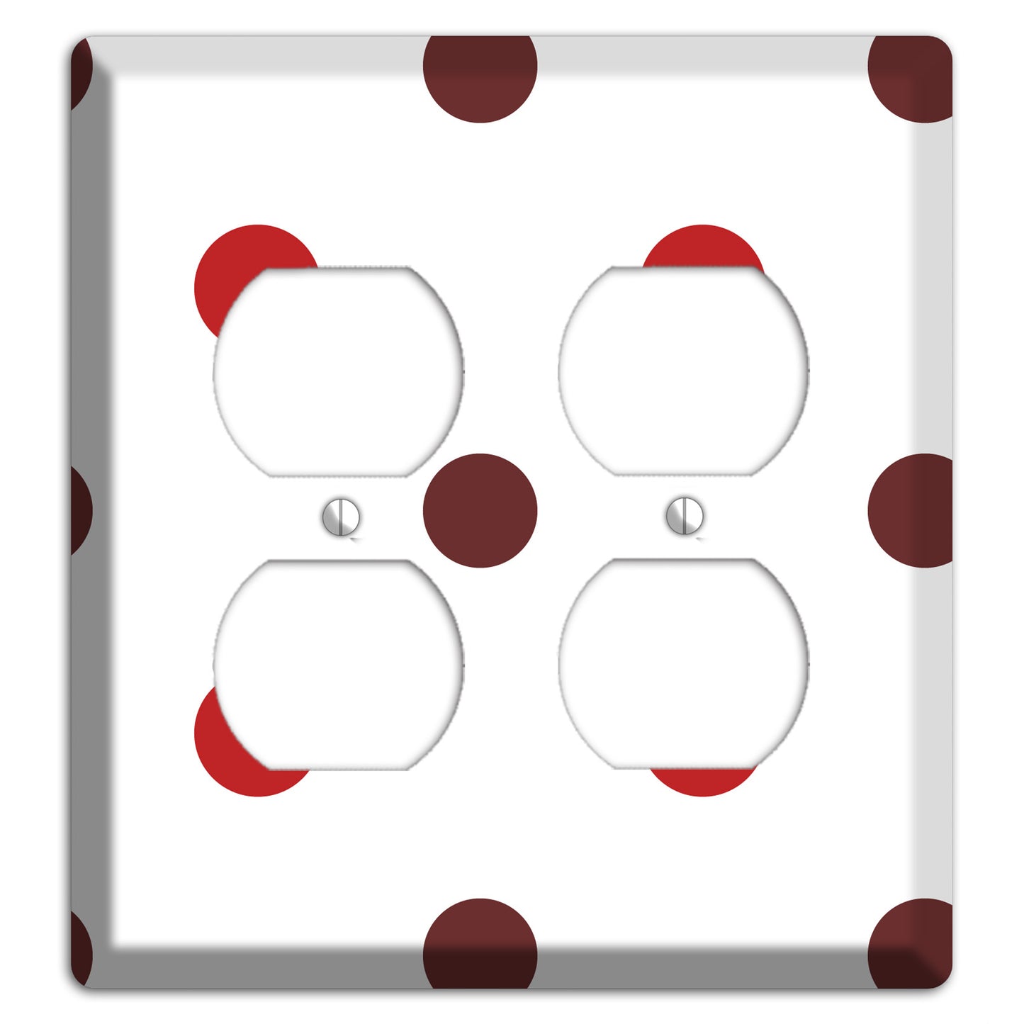 Red and Brown Medium Polka Dots 2 Duplex Wallplate