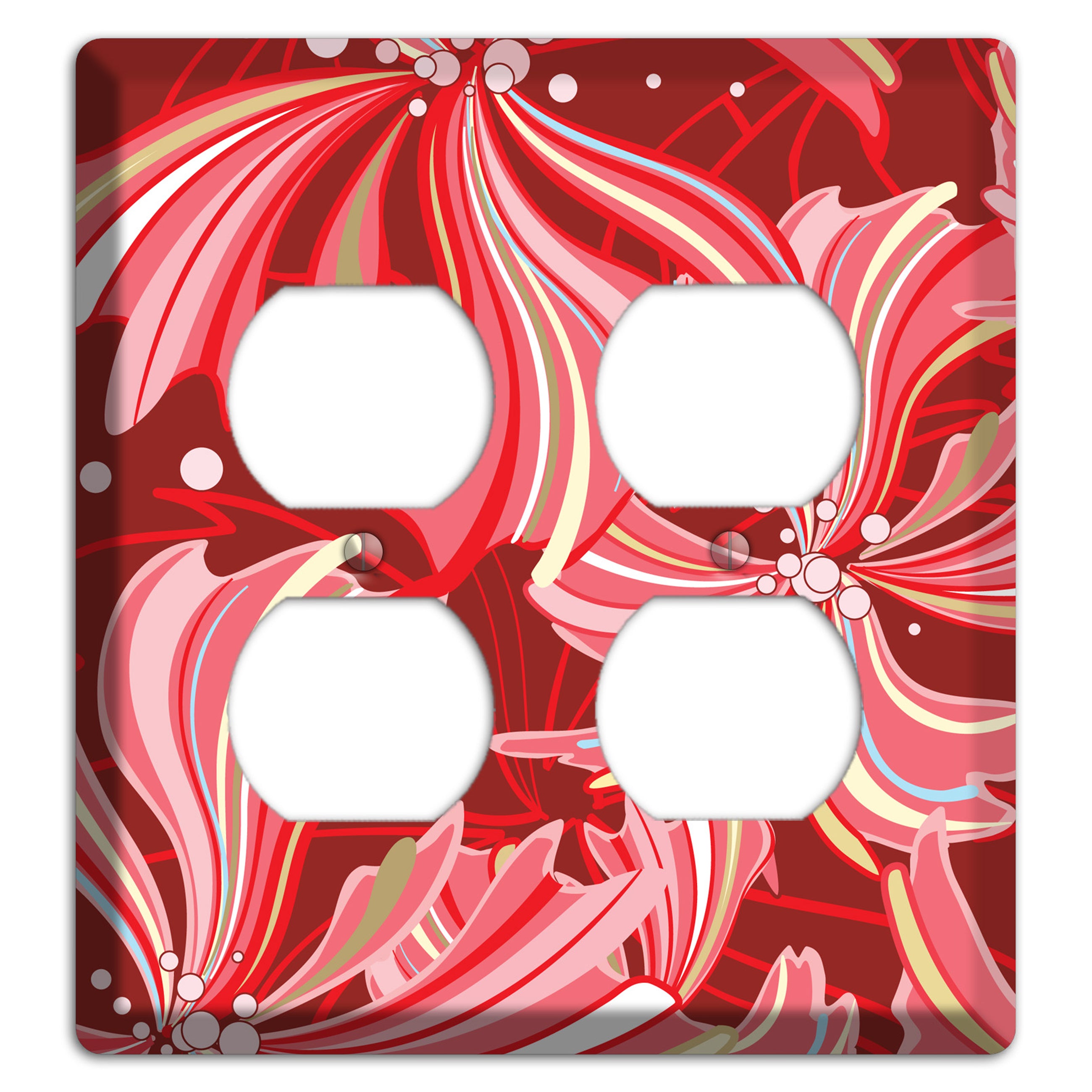 Red Deco Blossoms 2 Duplex Wallplate