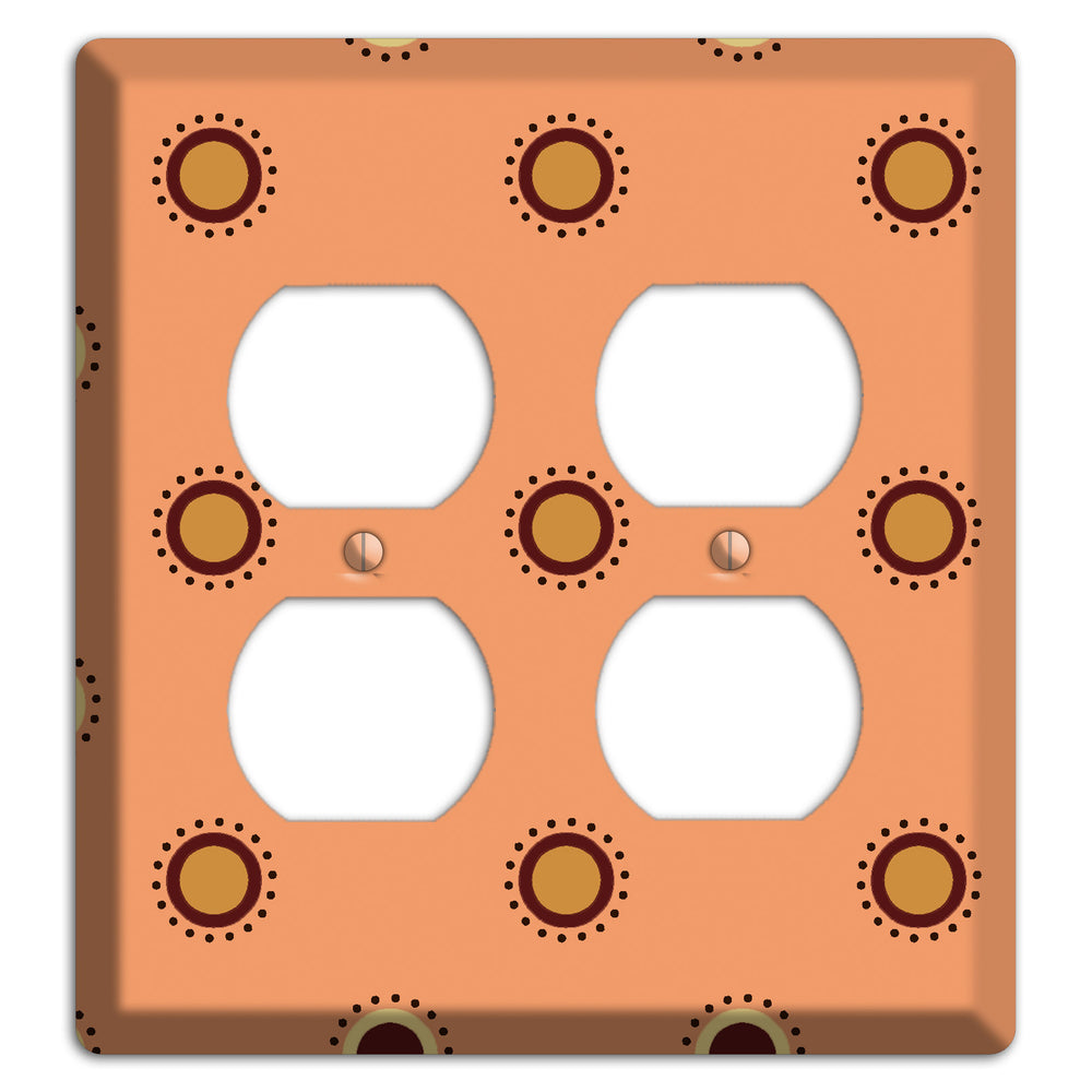 Coral with Multi Brown Suzani Dots 2 Duplex Wallplate