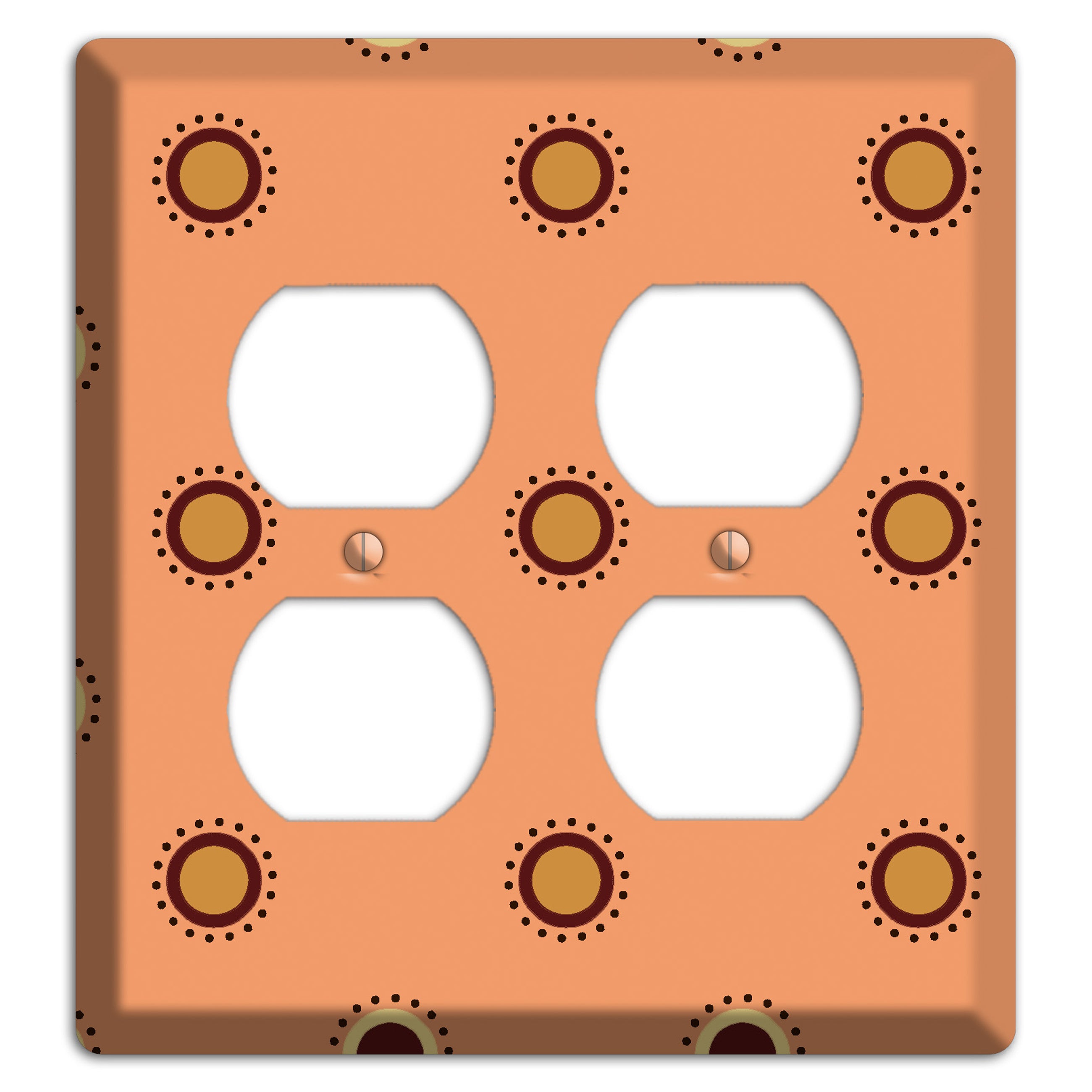Coral with Multi Brown Suzani Dots 2 Duplex Wallplate