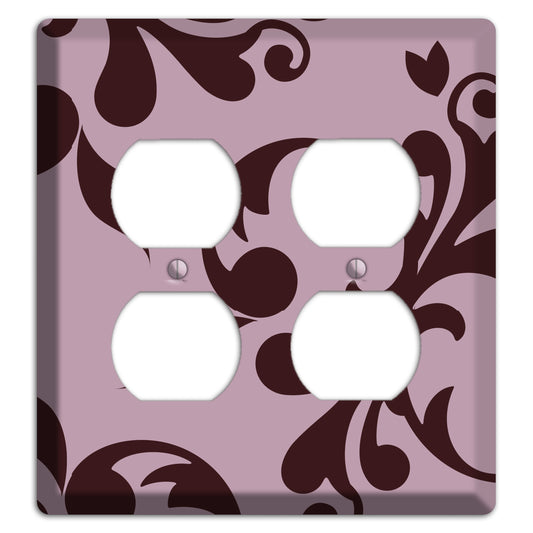 Dusty Rose and Burgundy Toile 2 Duplex Wallplate