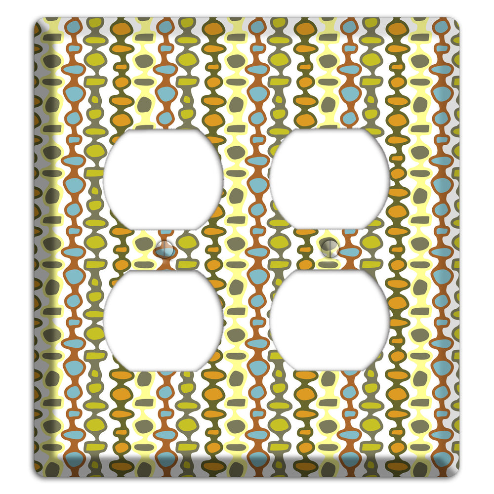 Multi Grey and Umber Bead and Reel 2 Duplex Wallplate