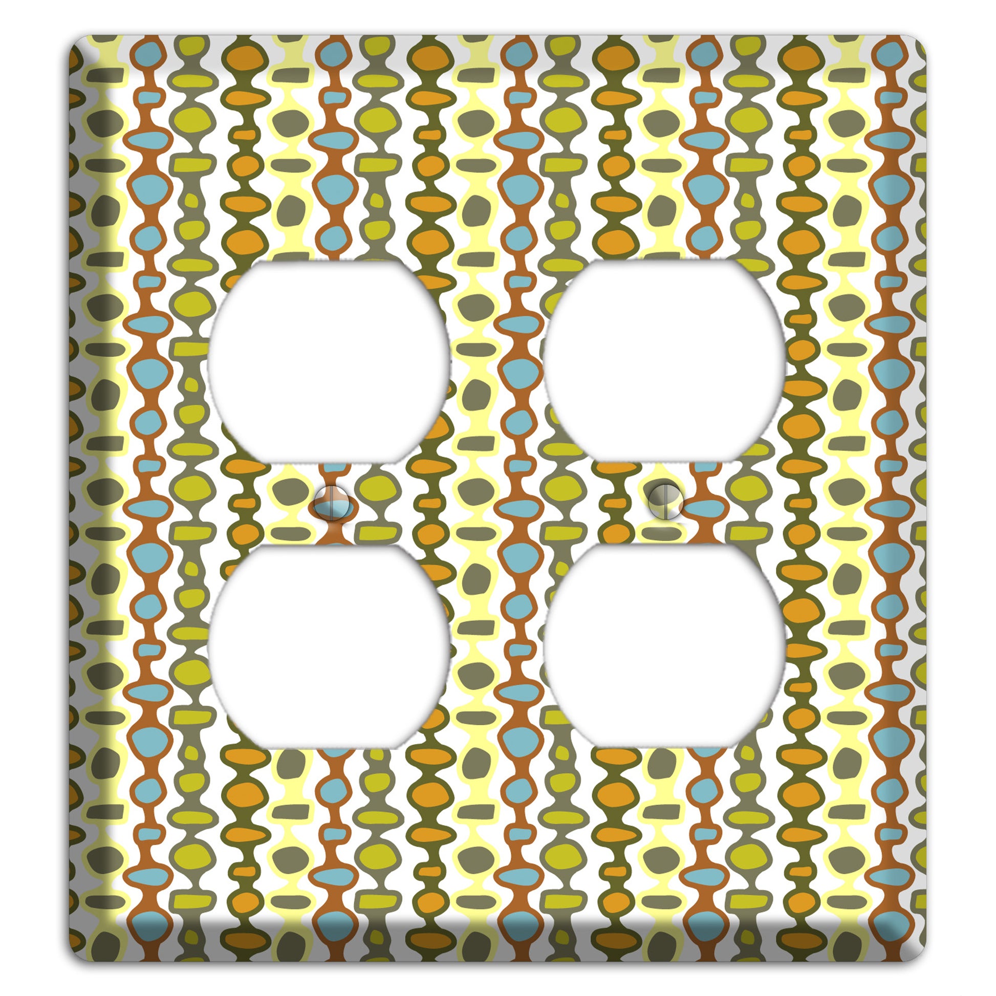 Multi Grey and Umber Bead and Reel 2 Duplex Wallplate