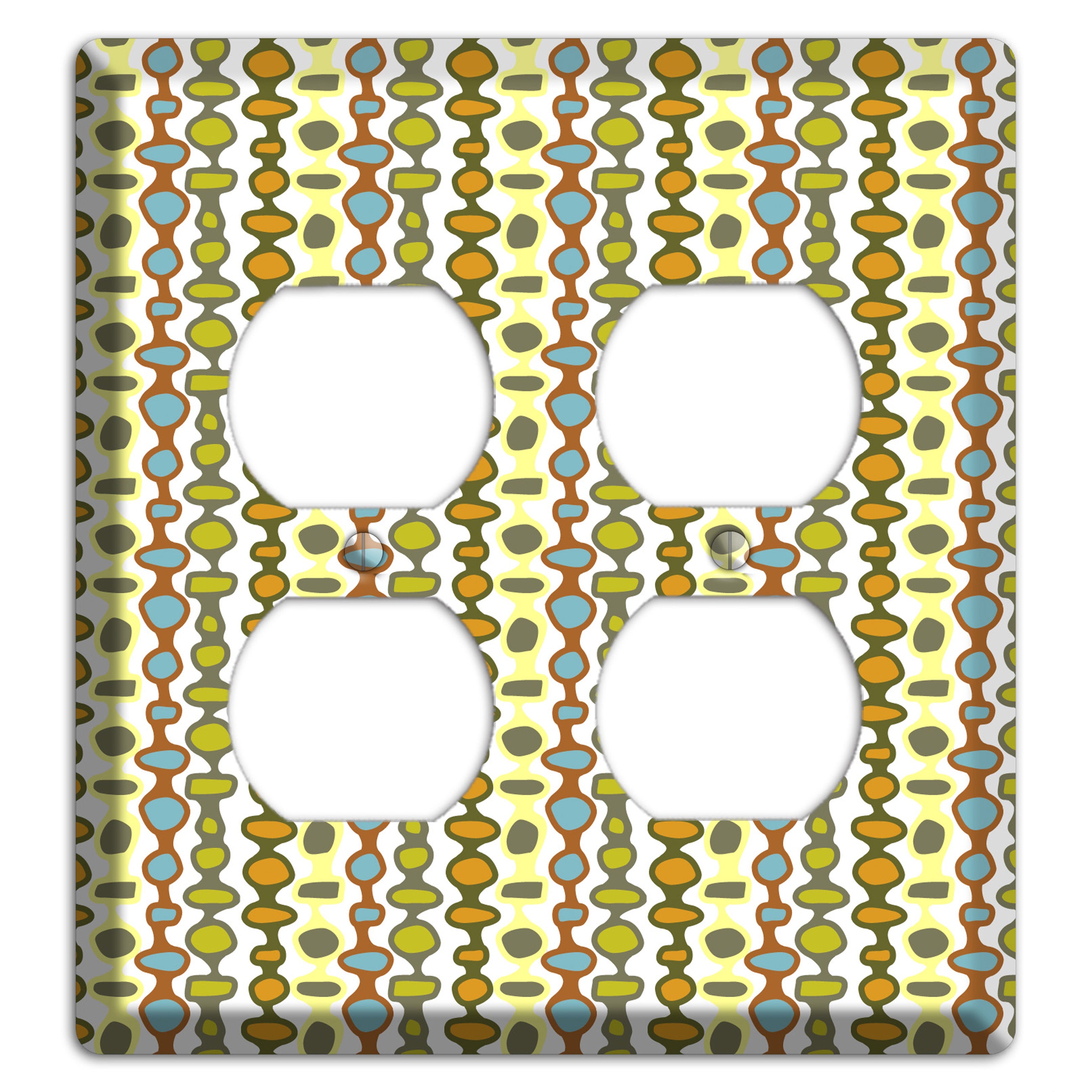 Multi Grey and Umber Bead and Reel 2 Duplex Wallplate