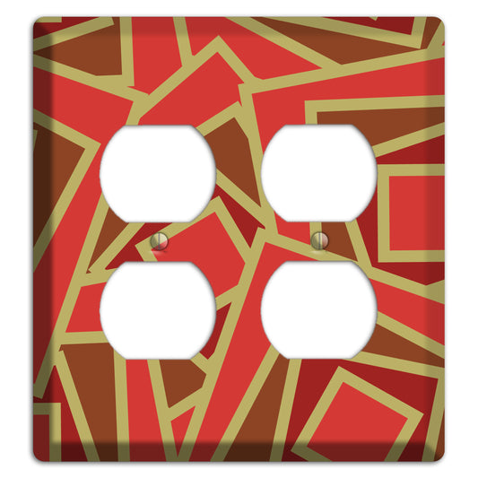 Red and Brown Retro Cubist 2 Duplex Wallplate
