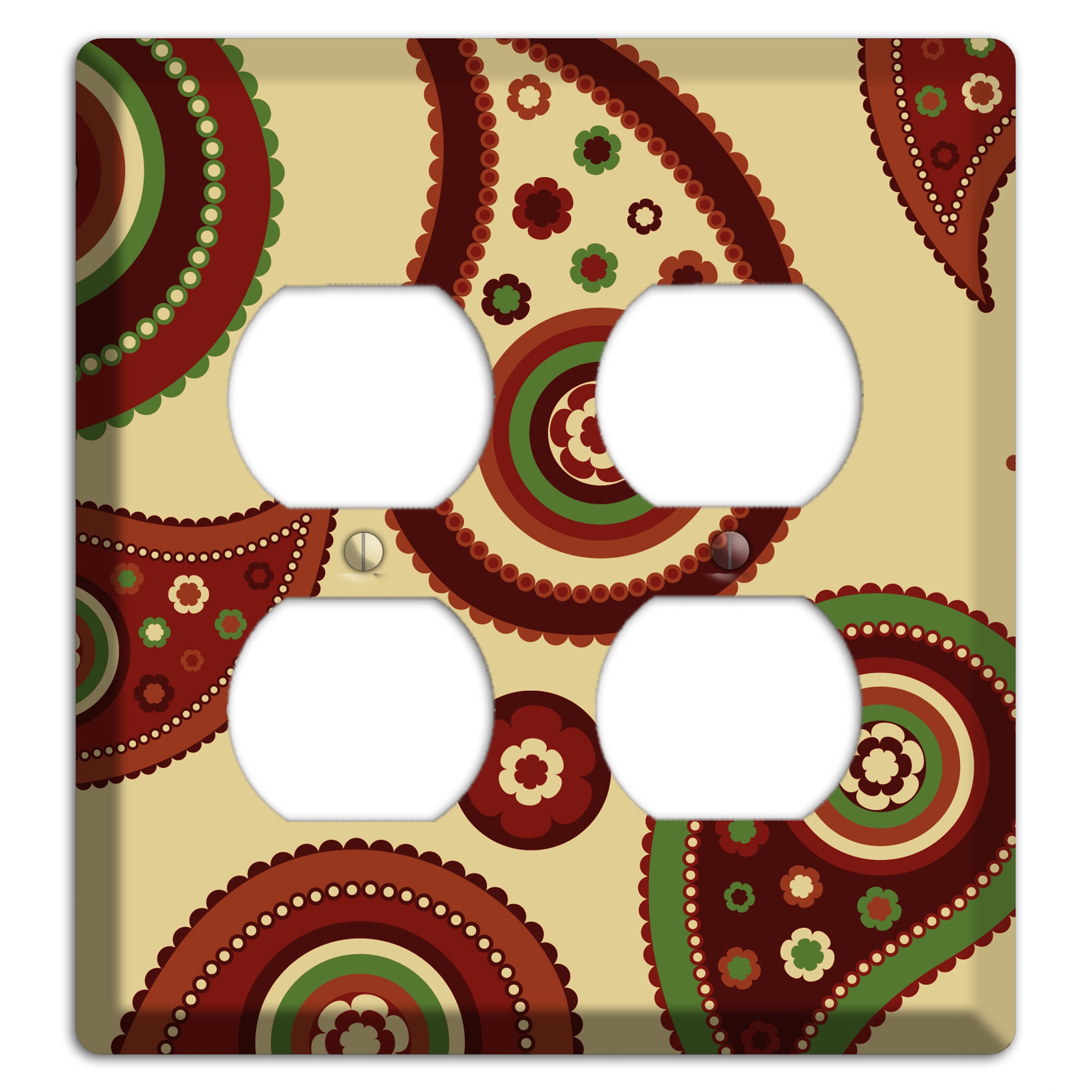 Beige Paisley 2 Duplex Wallplate