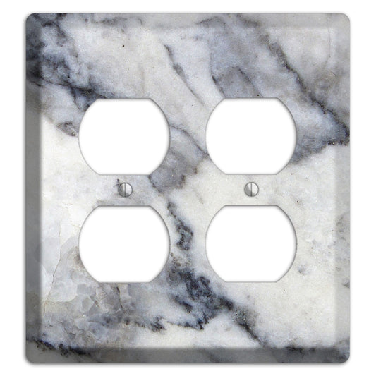 White and Grey Marble 2 Duplex Wallplate