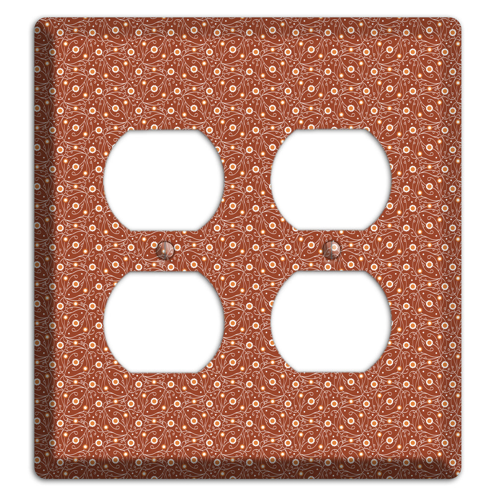 Tiny Brown Vine Floral 2 Duplex Wallplate