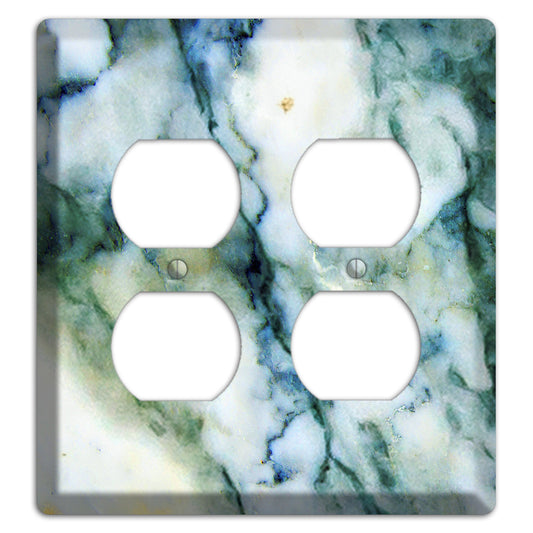 White, Green and Blue Marble 2 Duplex Wallplate