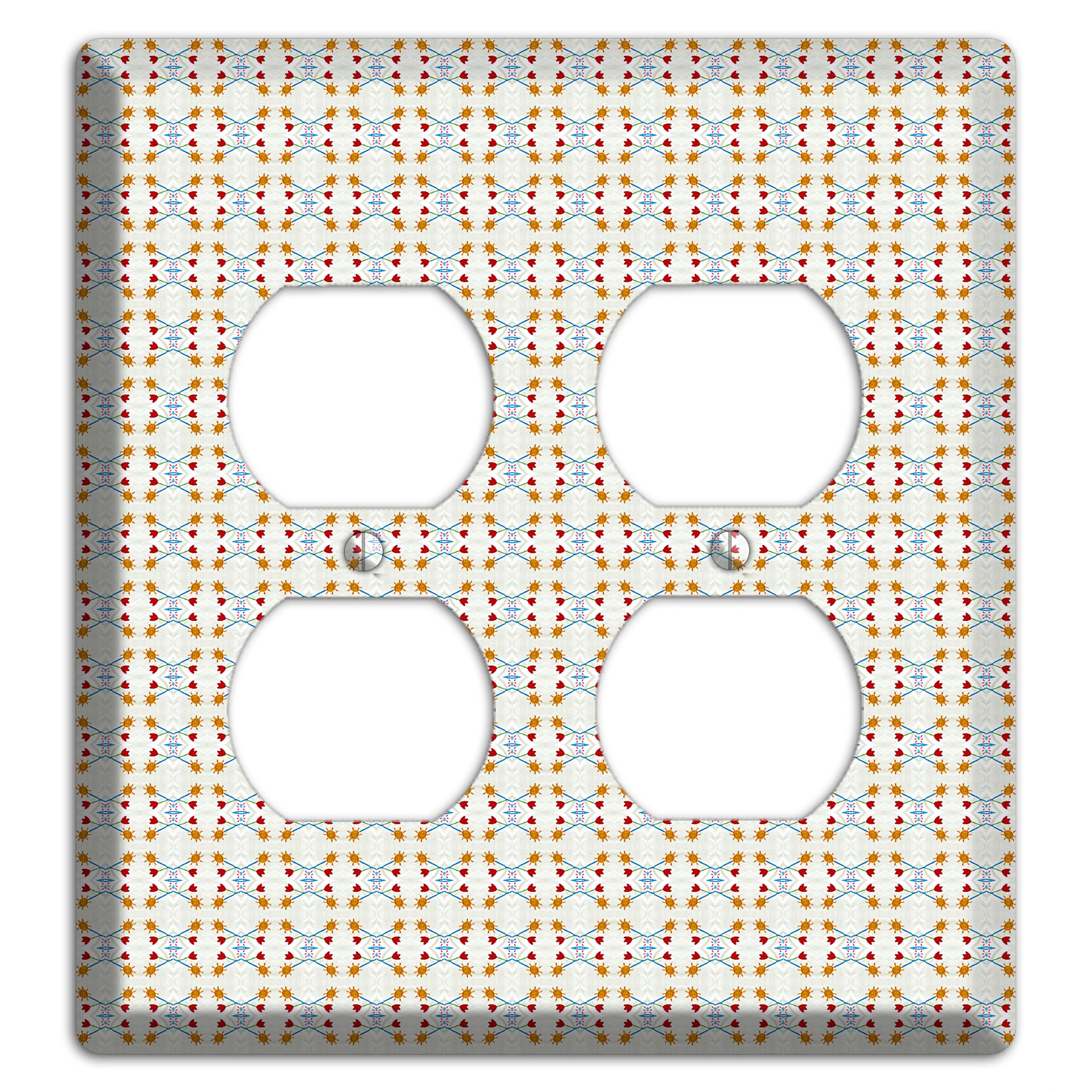 Off White Red Blue Retro Arabesque 2 Duplex Wallplate