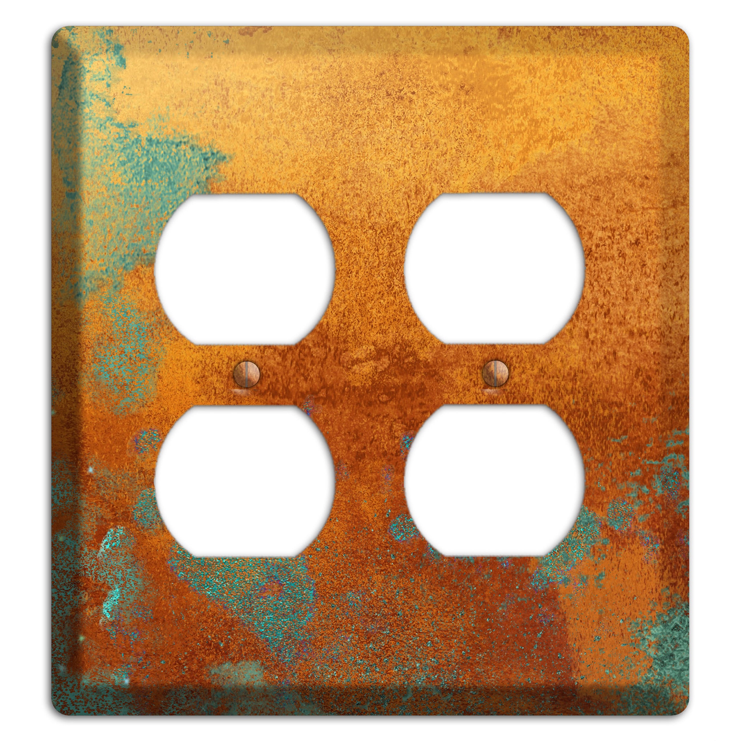 Antique Copper with Green 2 Duplex Wallplate