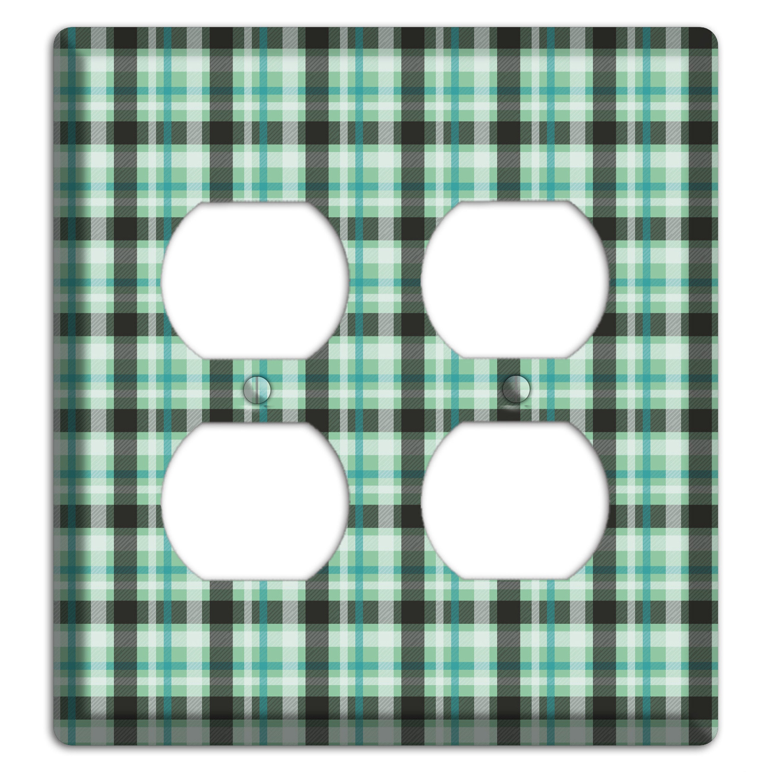 Multi Green Plaid 2 Duplex Wallplate