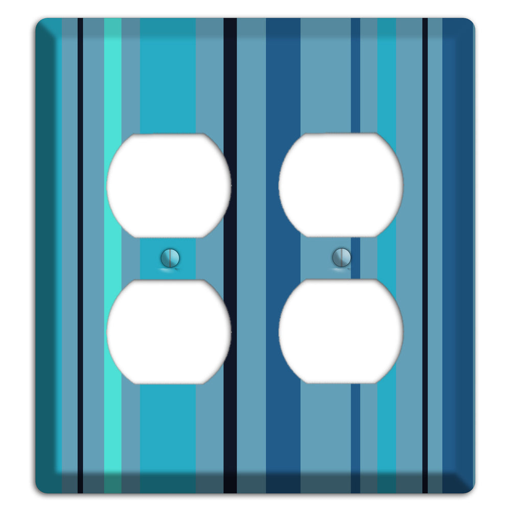 Multi Turquoise Vertical Stripe 2 Duplex Wallplate