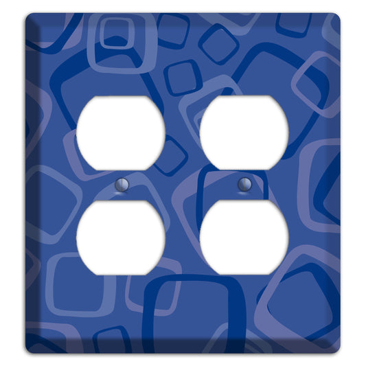 Multi Blue Random Retro Squares 2 Duplex Wallplate