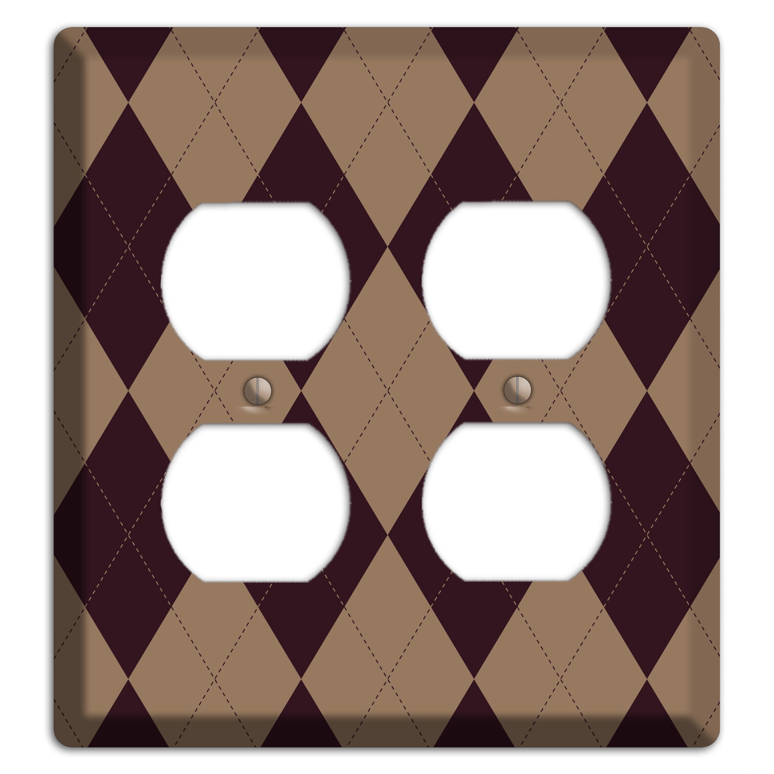 Burguny and Beige Argyle 2 Duplex Wallplate