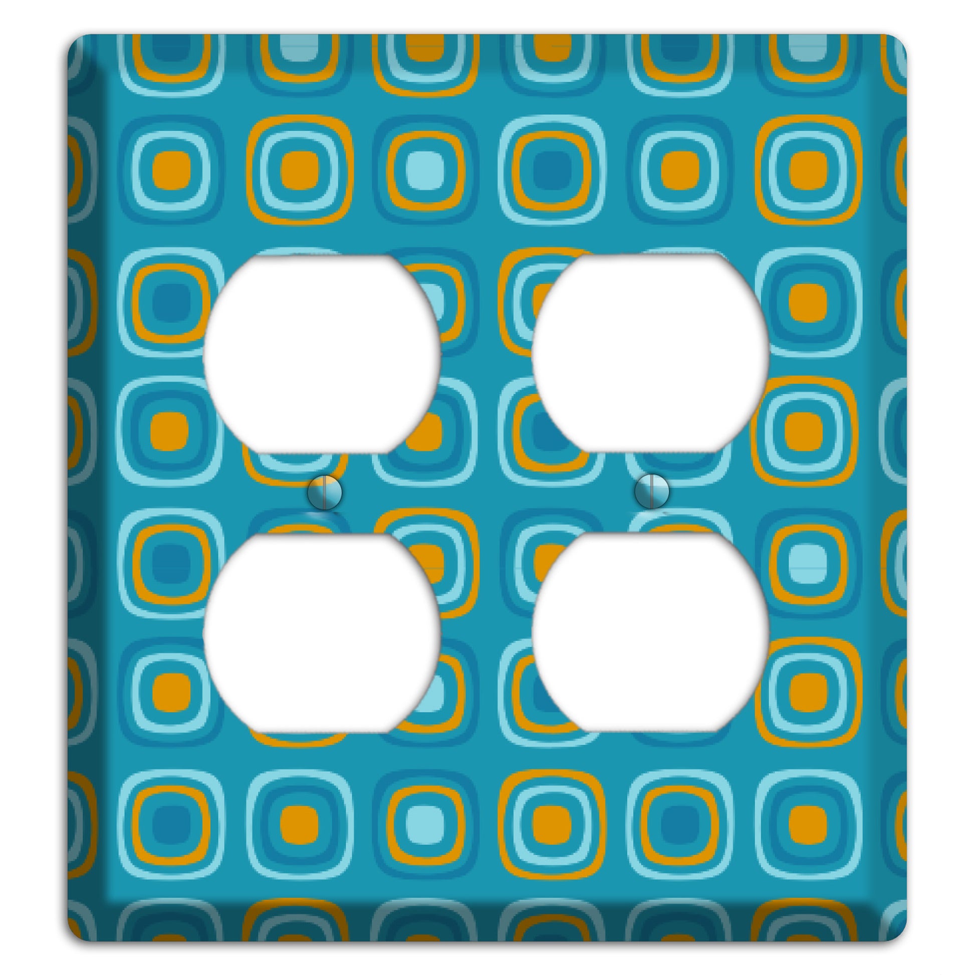 Teal and Mustard Rounded Squares 2 Duplex Wallplate