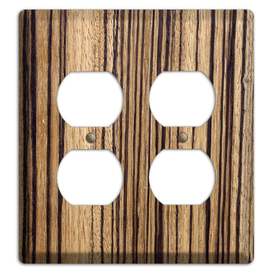 Zebrawood Wood 2 Duplex Outlet Cover Plate
