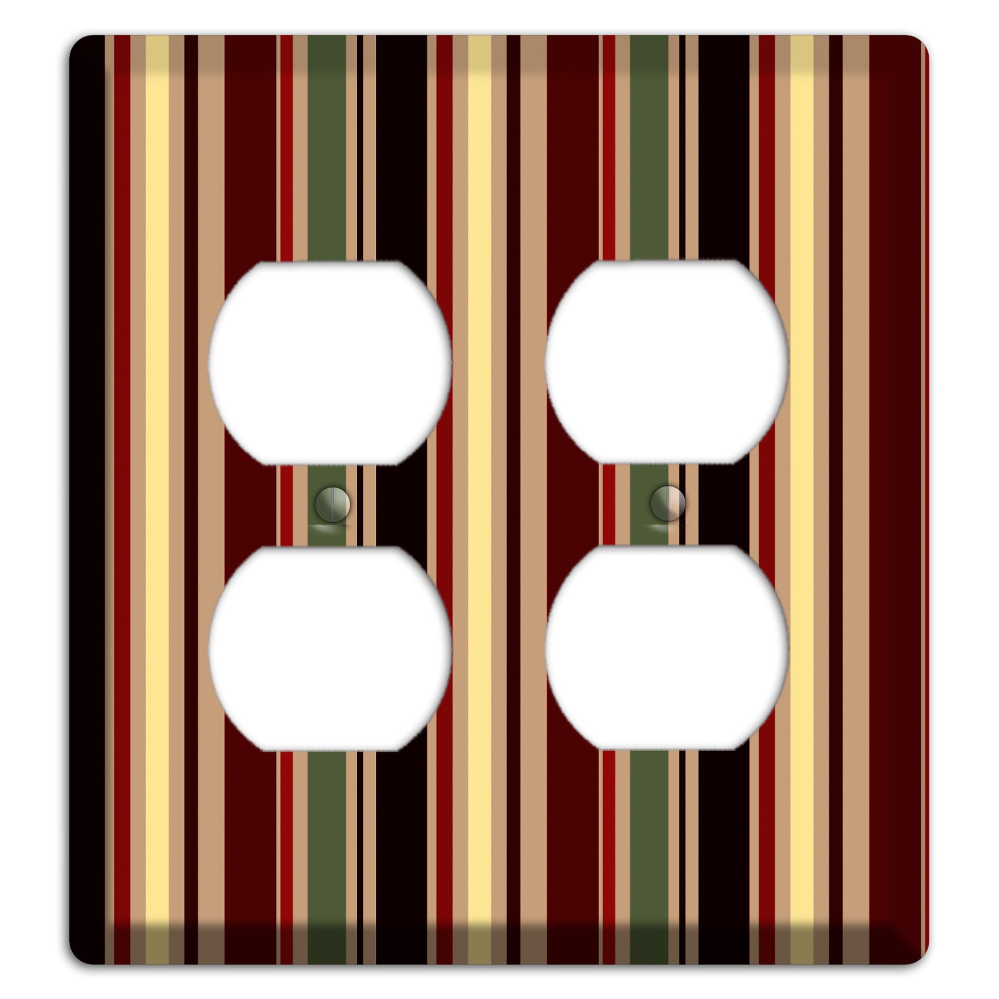 Multi olive and Burgundy Vertical Stripes 2 Duplex Wallplate
