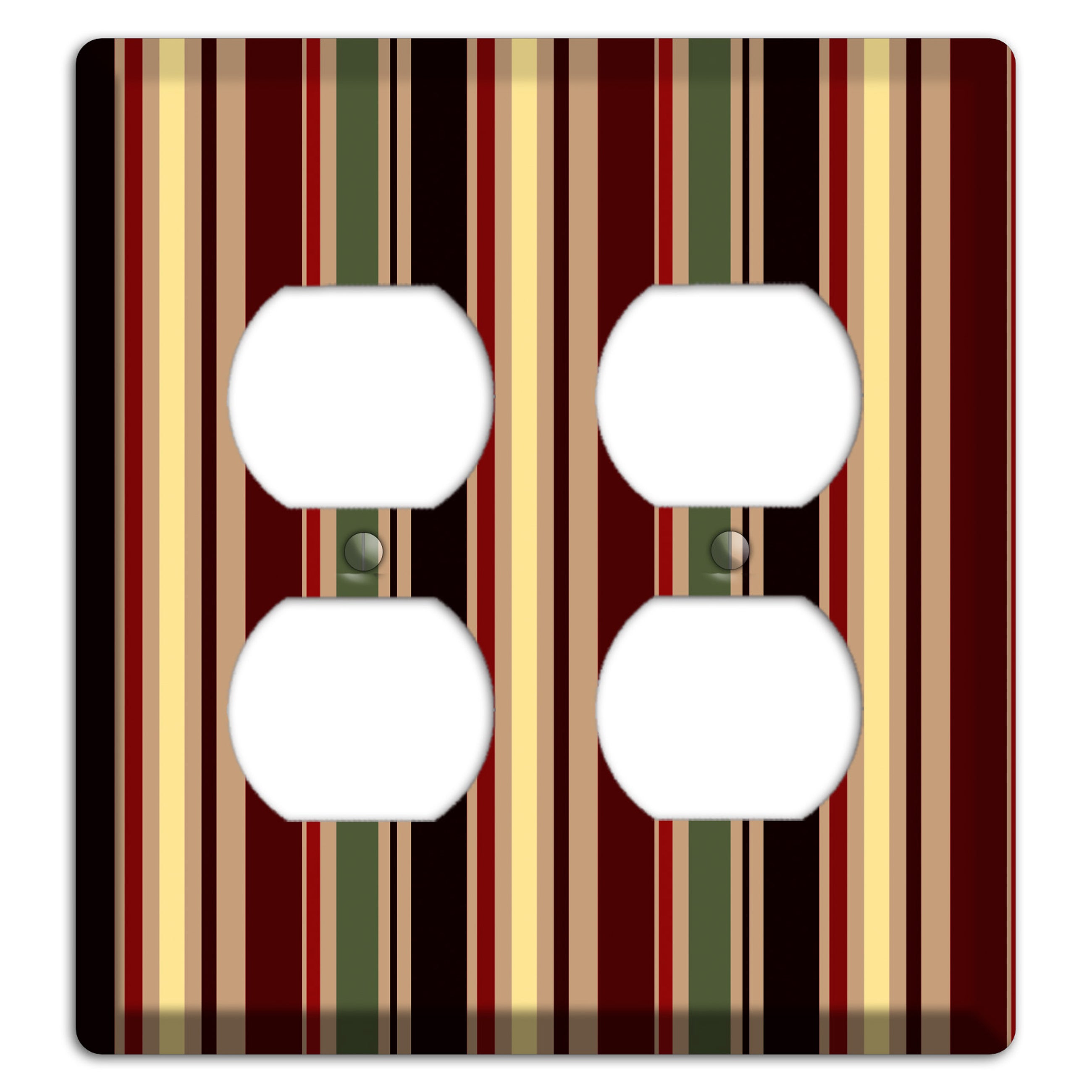 Multi olive and Burgundy Vertical Stripes 2 Duplex Wallplate