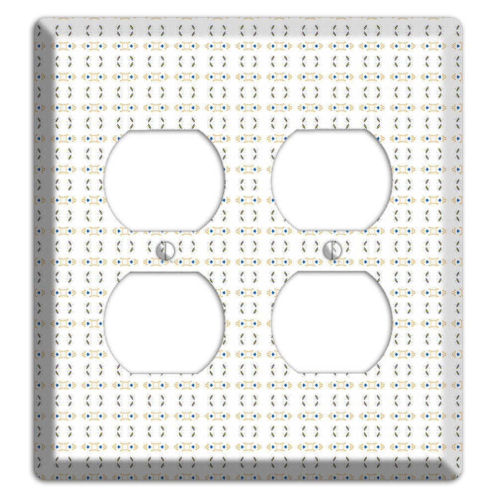 White with Grey and Olive Simple Geometric 2 Duplex Wallplate