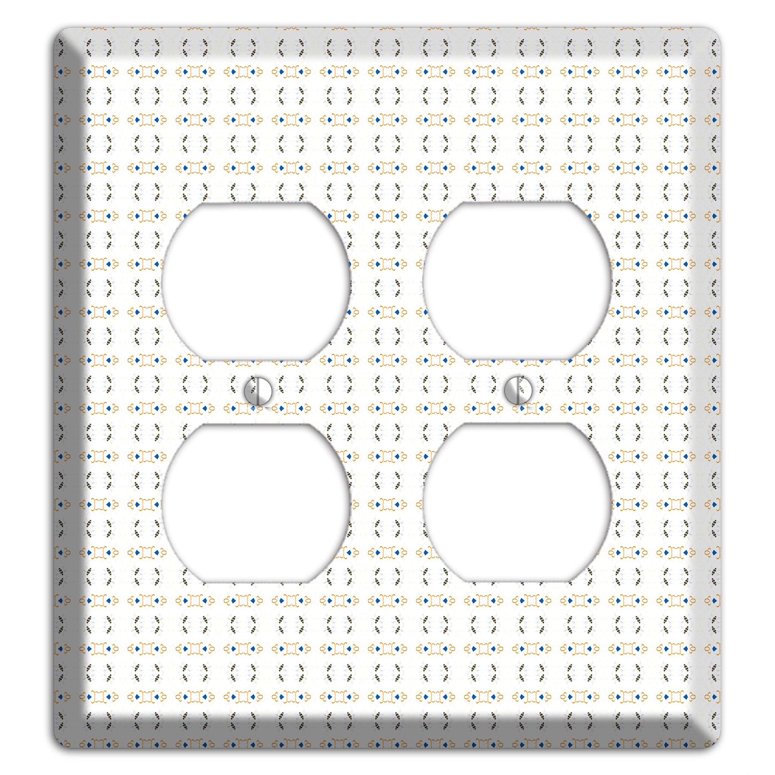 White with Grey and Olive Simple Geometric 2 Duplex Wallplate