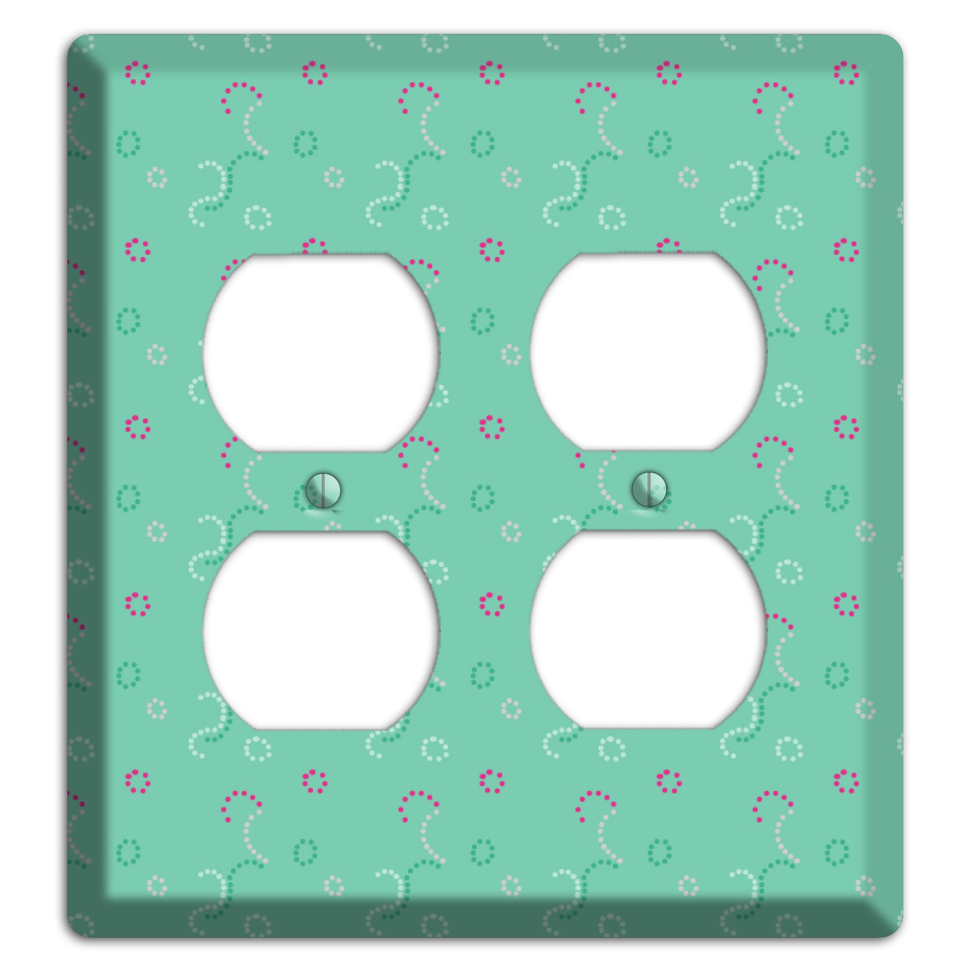 Multi Aqua with Fuschia Stipple 2 Duplex Wallplate