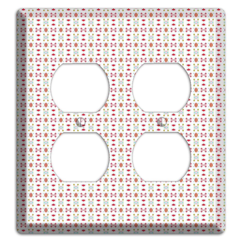 White Red Blue Olive Retro 2 Duplex Wallplate