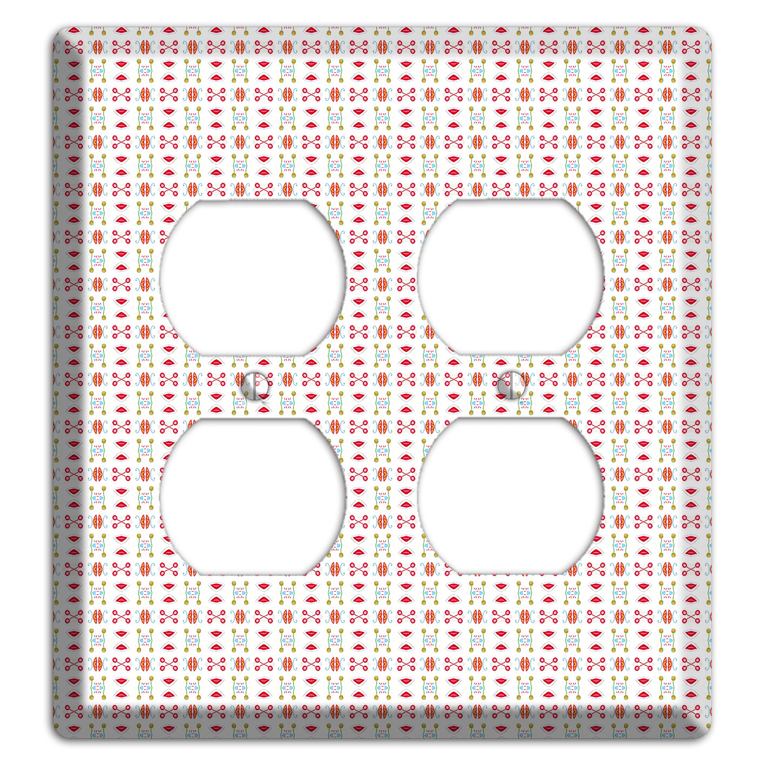 White Red Blue Olive Retro 2 Duplex Wallplate
