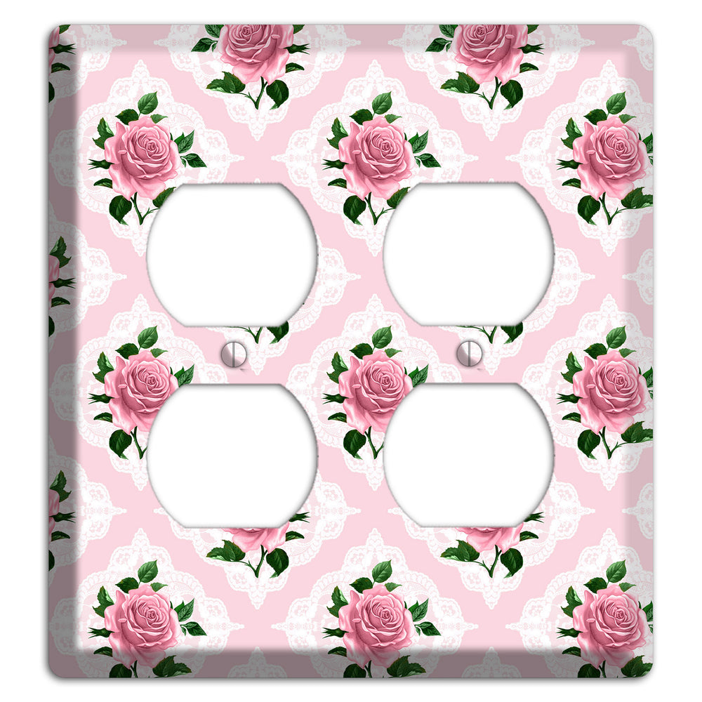 Pink Rose Doily 2 Duplex Wallplate