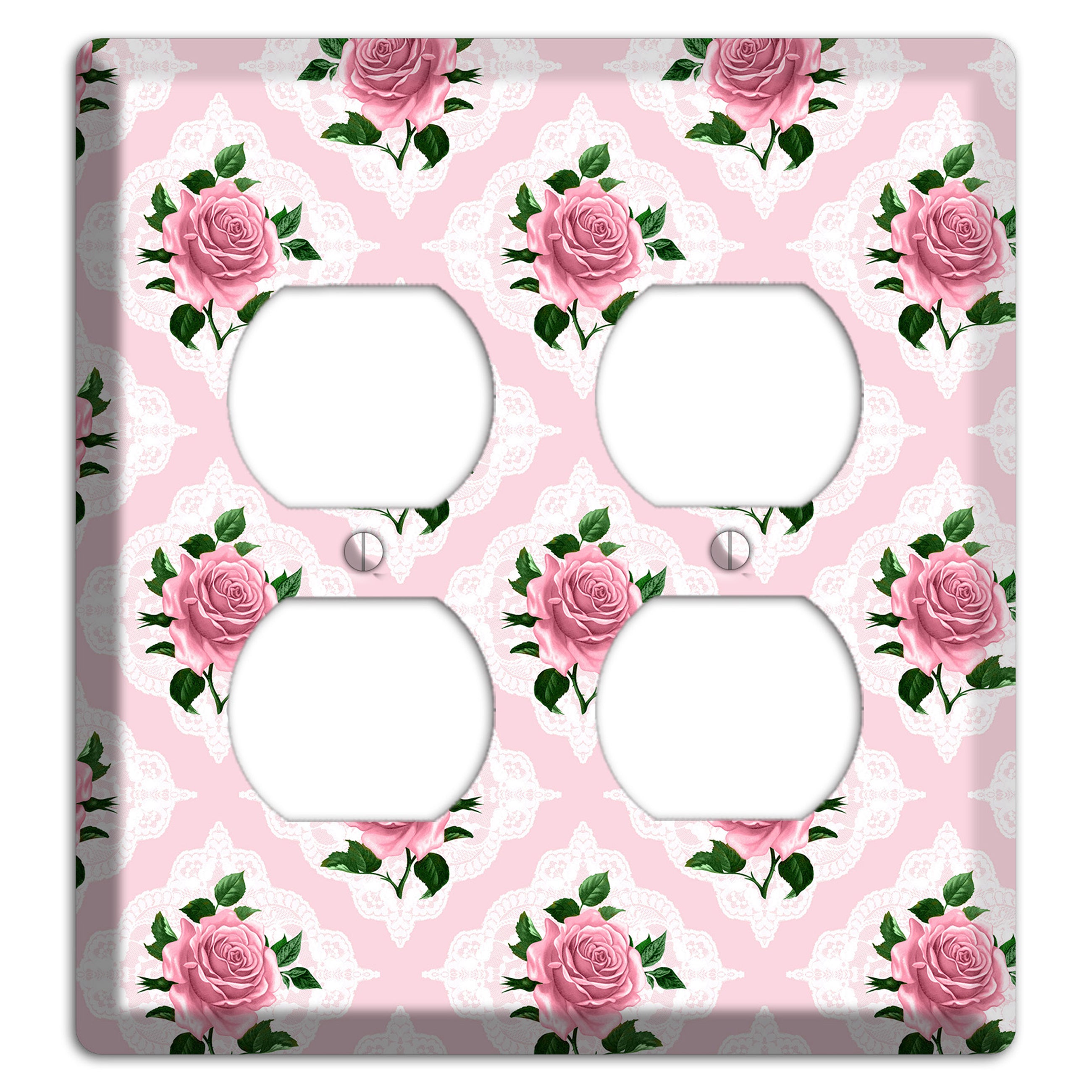 Pink Rose Doily 2 Duplex Wallplate