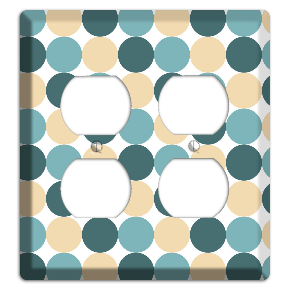 Dusty Blue Beige Tiled Dots 2 Duplex Wallplate