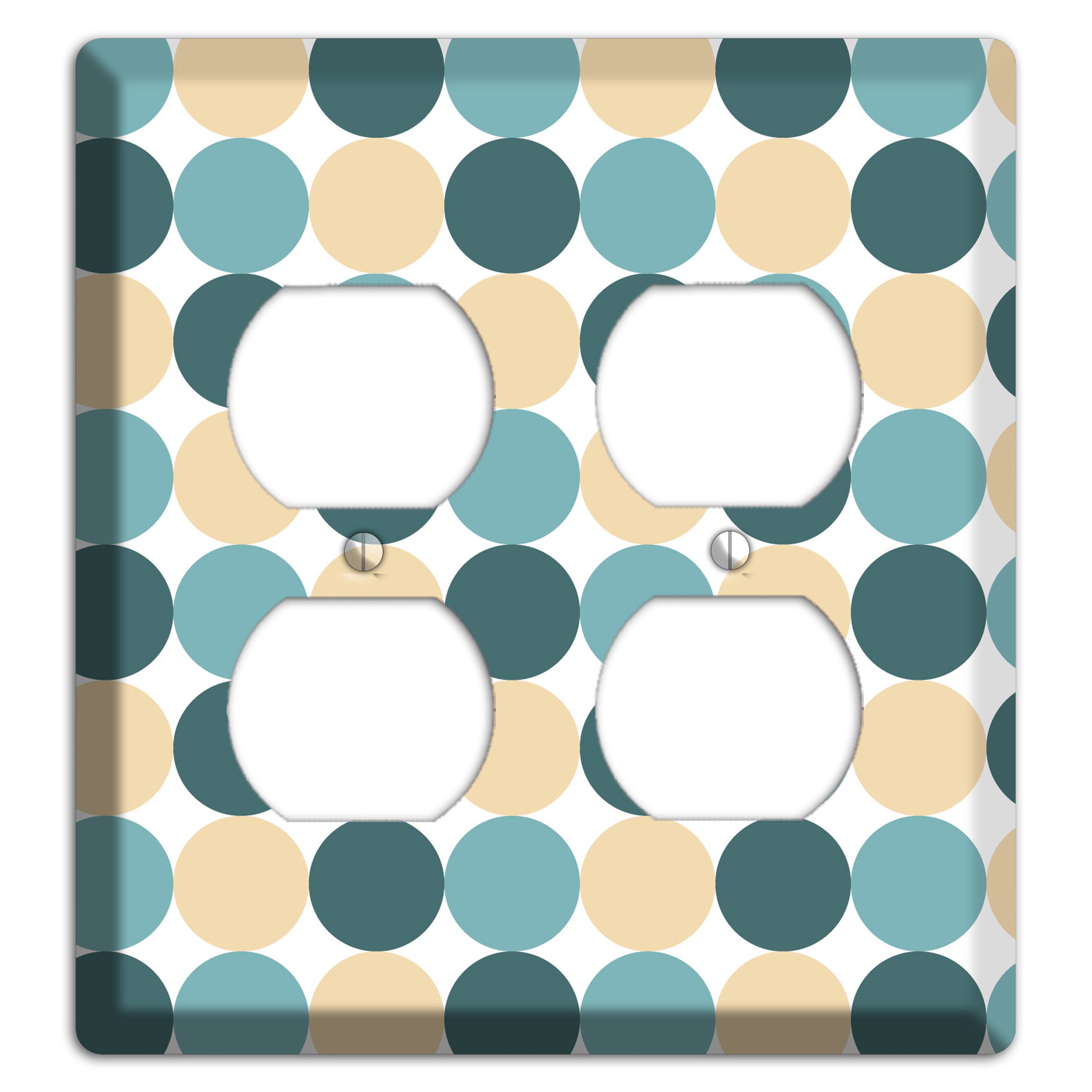 Dusty Blue Beige Tiled Dots 2 Duplex Wallplate