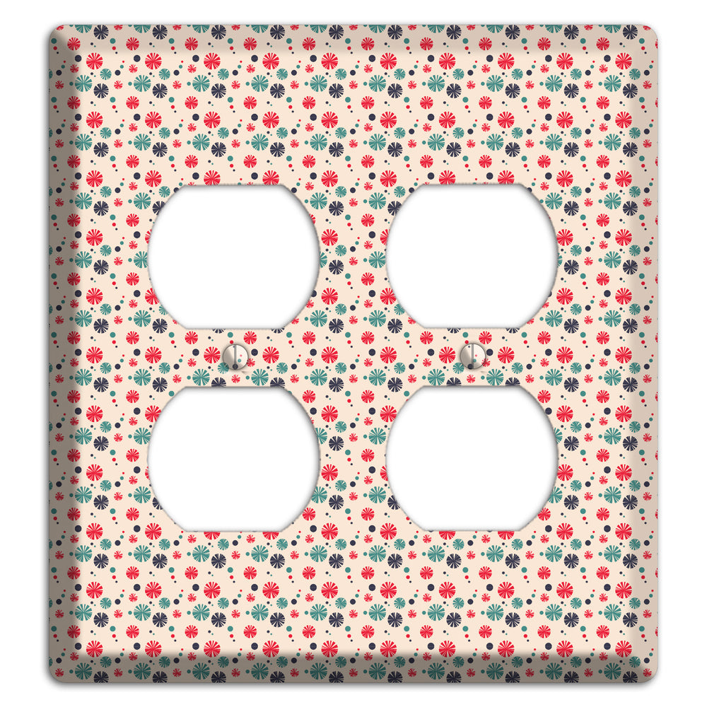 Off White with Red Green Blue Retro Bursts 2 Duplex Wallplate